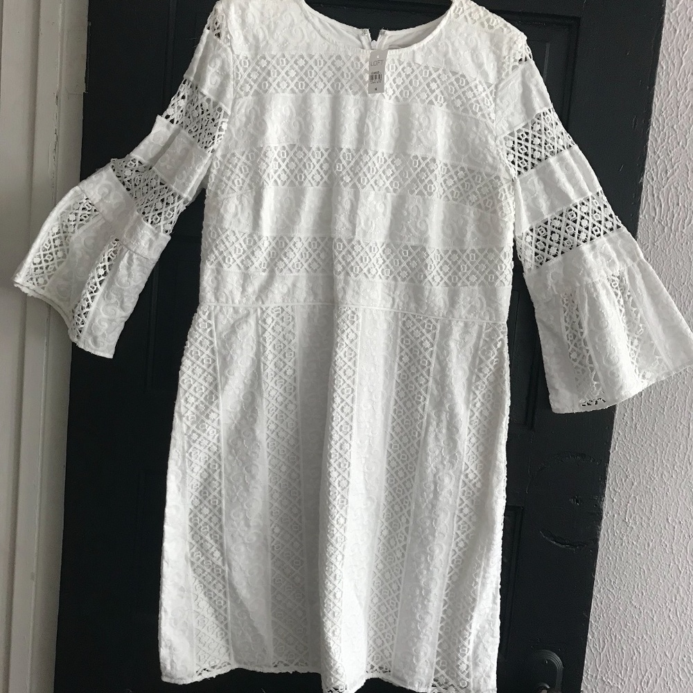 White Textured Loft Dress New with Tags